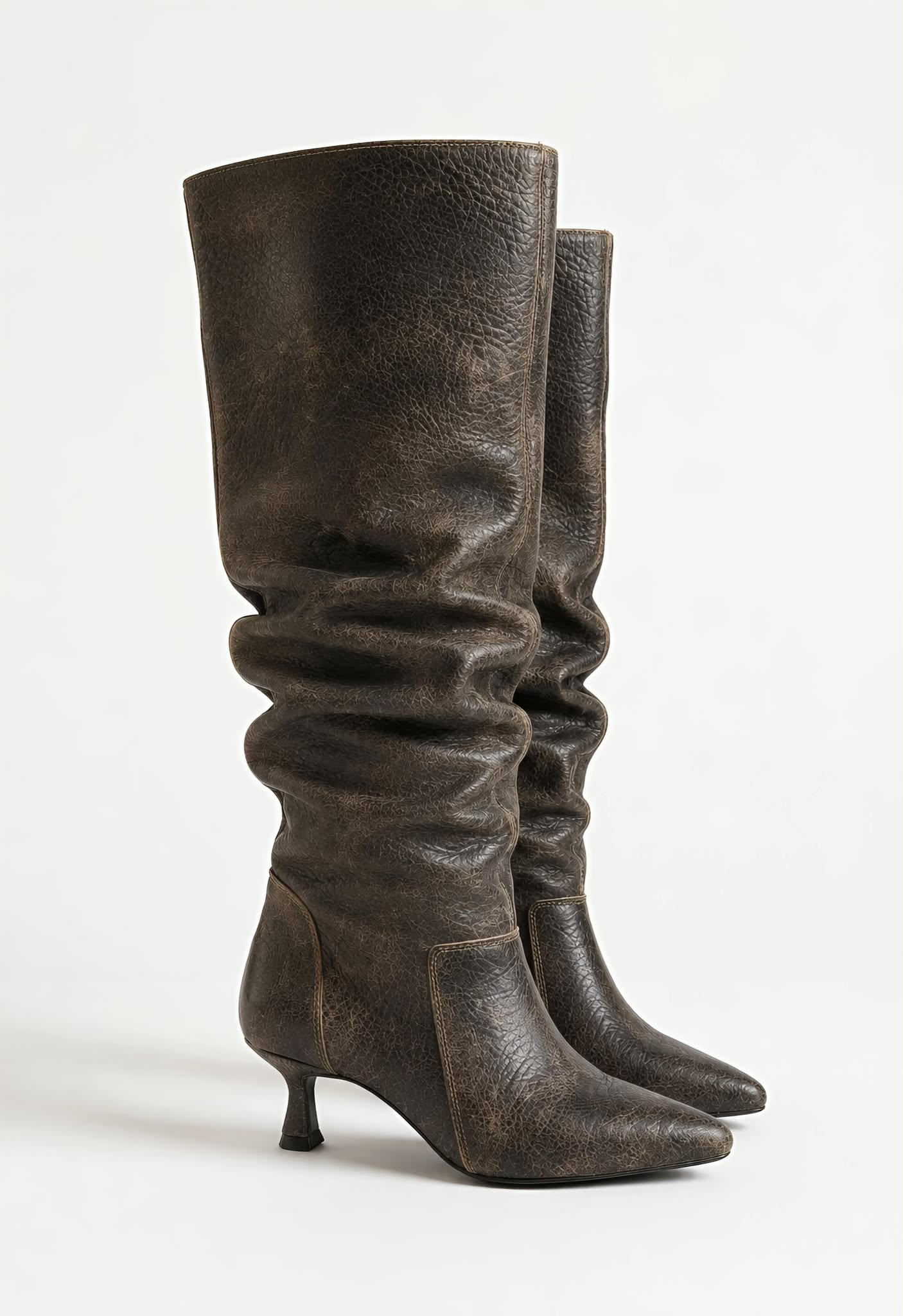 Bota larga cuero vintage slouchy