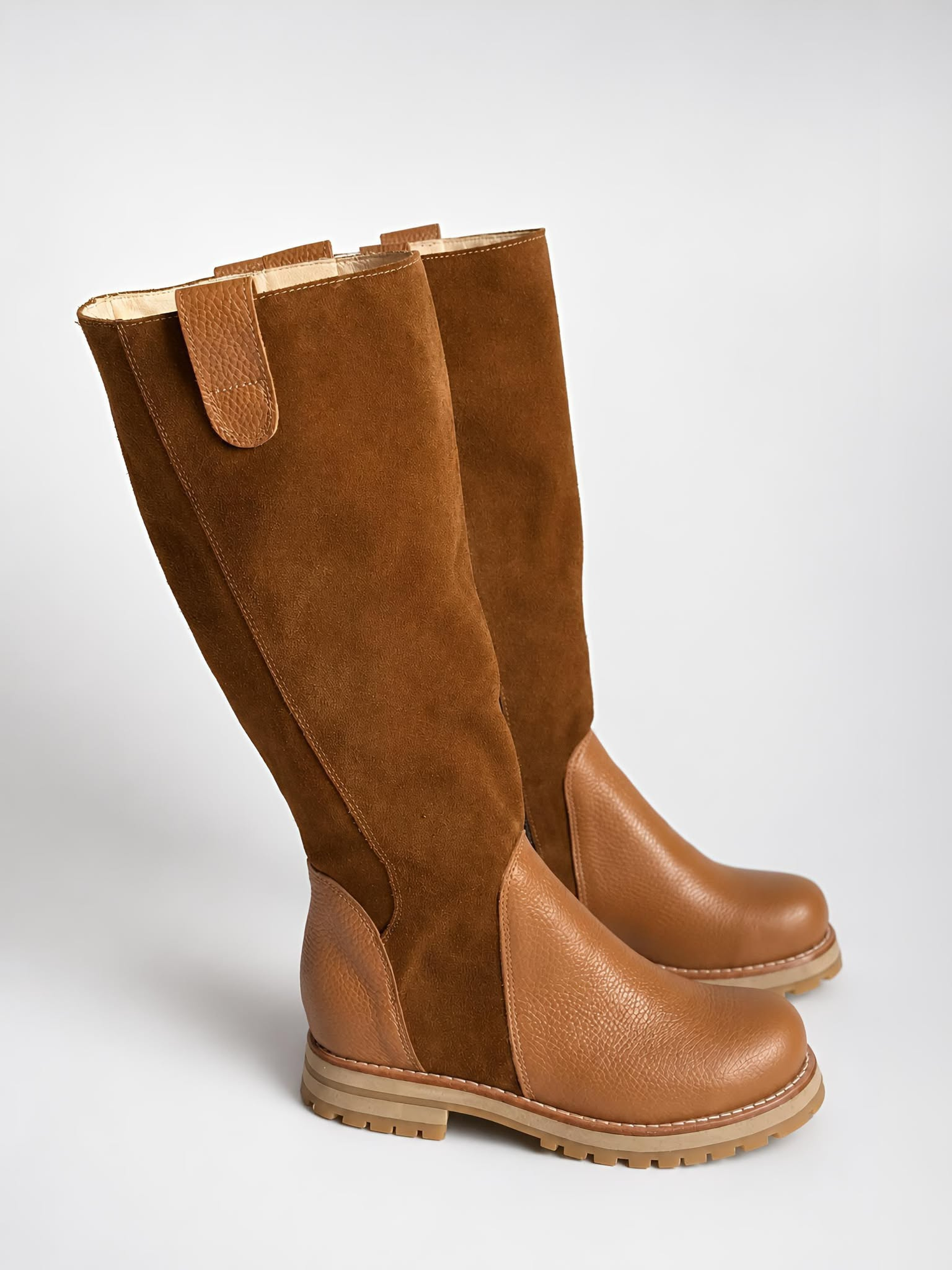 Bota larga combinada camel
