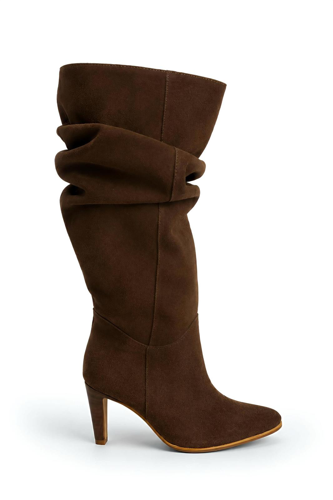 Bota larga gamuza chocolate slouchy